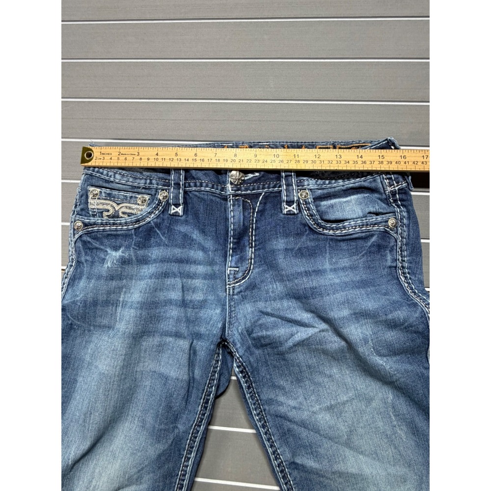 Rock Revival Karisse MB200 Mid Rise Bootcut Jeans Blue Embellished Size 29 - Picture 3 of 11